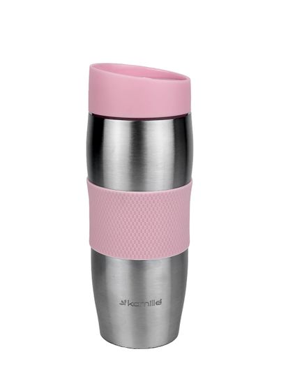 Термокружка 380 мл. из нержавеющей стали Kamille KM-2053R с TPR-вставкой