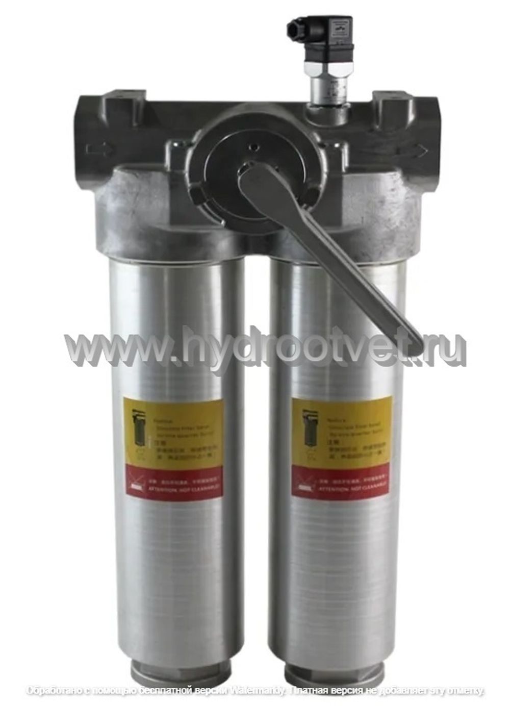 WKFLNDBN/HC400DDK10D1.X/-L24 - Линейный фильтр гидравлический сдвоенный модели FLND тонкость фильтрации 10 мкм, типоразмер 400, вид присоединения: фланец SAE 3000 1"1/2 (DN38), материал корпуса - алюминий, рабочее давление до 25 бар, визуально-электрический (лампа с напряжением 24В) индикатор загрязнения