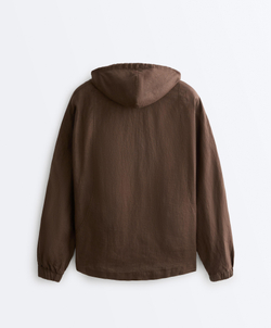 Oysho Куртка с капюшоном в полоску из 100% льна, темно-коричневый