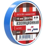 Изолента, ПВХ, 15мм * 10м, 130 мкм, 4Кв, синяя, Klebebander