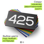 Номер на дверь 425, табличка на дверь для офиса, квартиры, кабинета, аудитории, склада, черная 120х70 мм, Айдентика Технолоджи