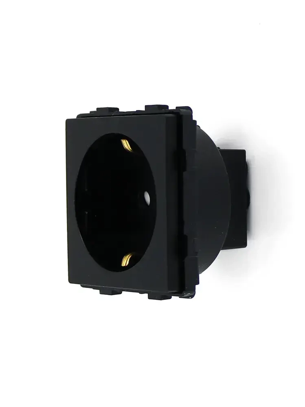 Механизм розетки KLUST Basic с заземлением, со шторками, черный