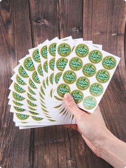 Круглые наклейки 100 процентов натуральный продукт, стикеры для творчества, рукоделия и упаковки, 3 см, 324 штуки