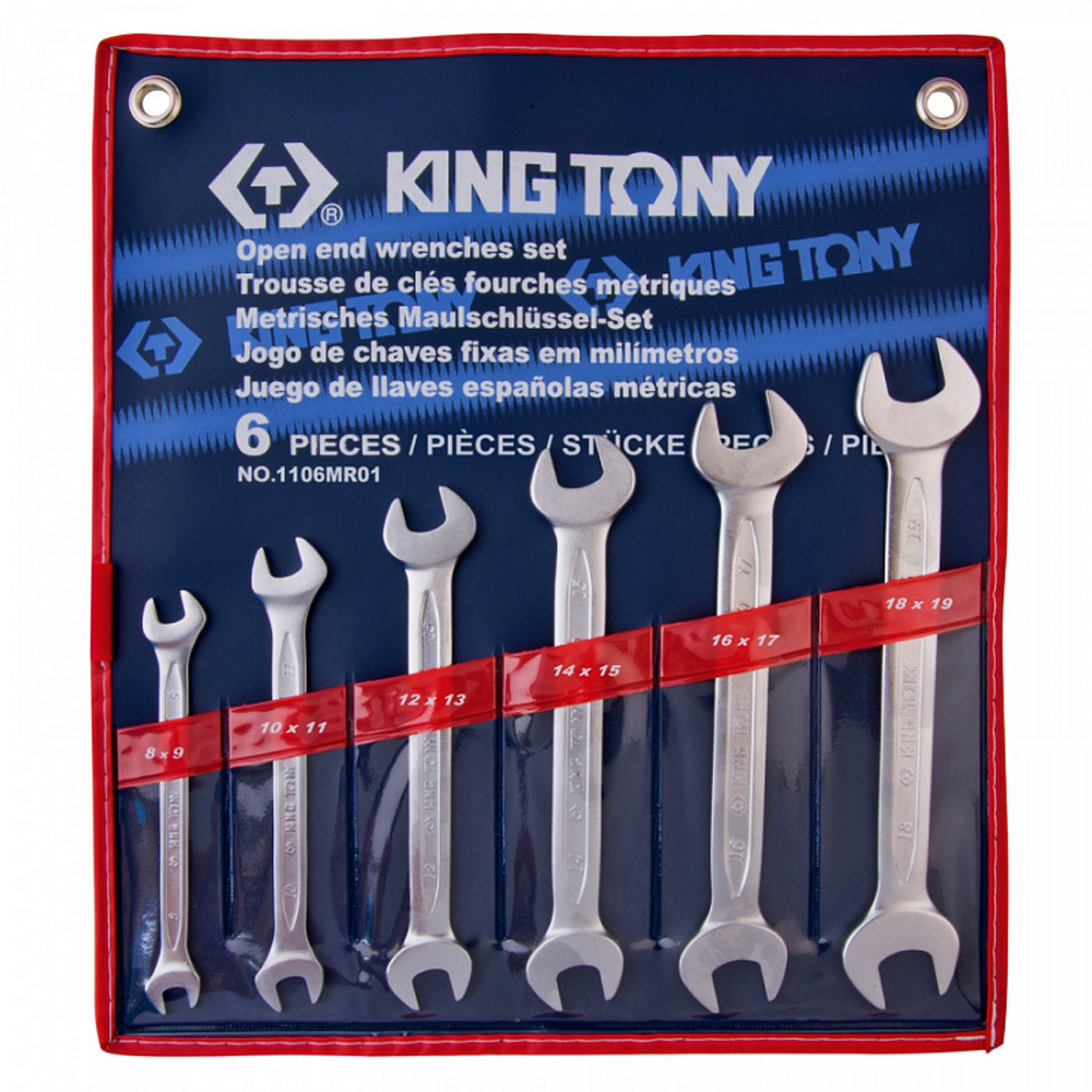 KINGTONY (1106MR01) Набор рожковых ключей, 8-19 мм, 6 предметов
