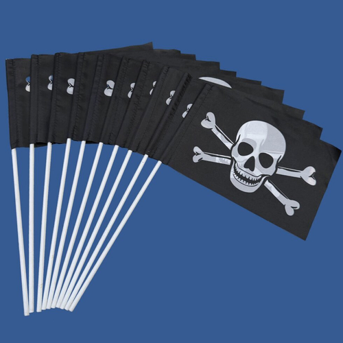Пиратский флажок на палочке 15х23 см.