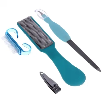 Набор для педикюра в чехле 4шт «Manicure set», цвет микс, (терка, пилка, щетка, кусачки), 22*6см