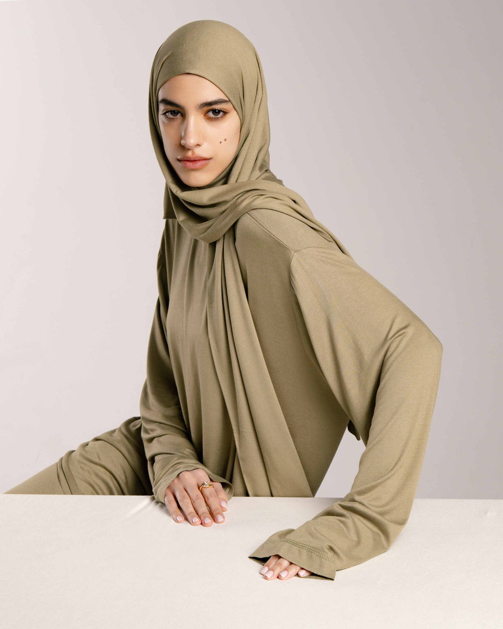 Хиджаб Молик двухслойный хаки