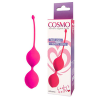 Розовые двойные вагинальные шарики 3см с хвостиком Bior Toys Cosmo CSM-23008-25