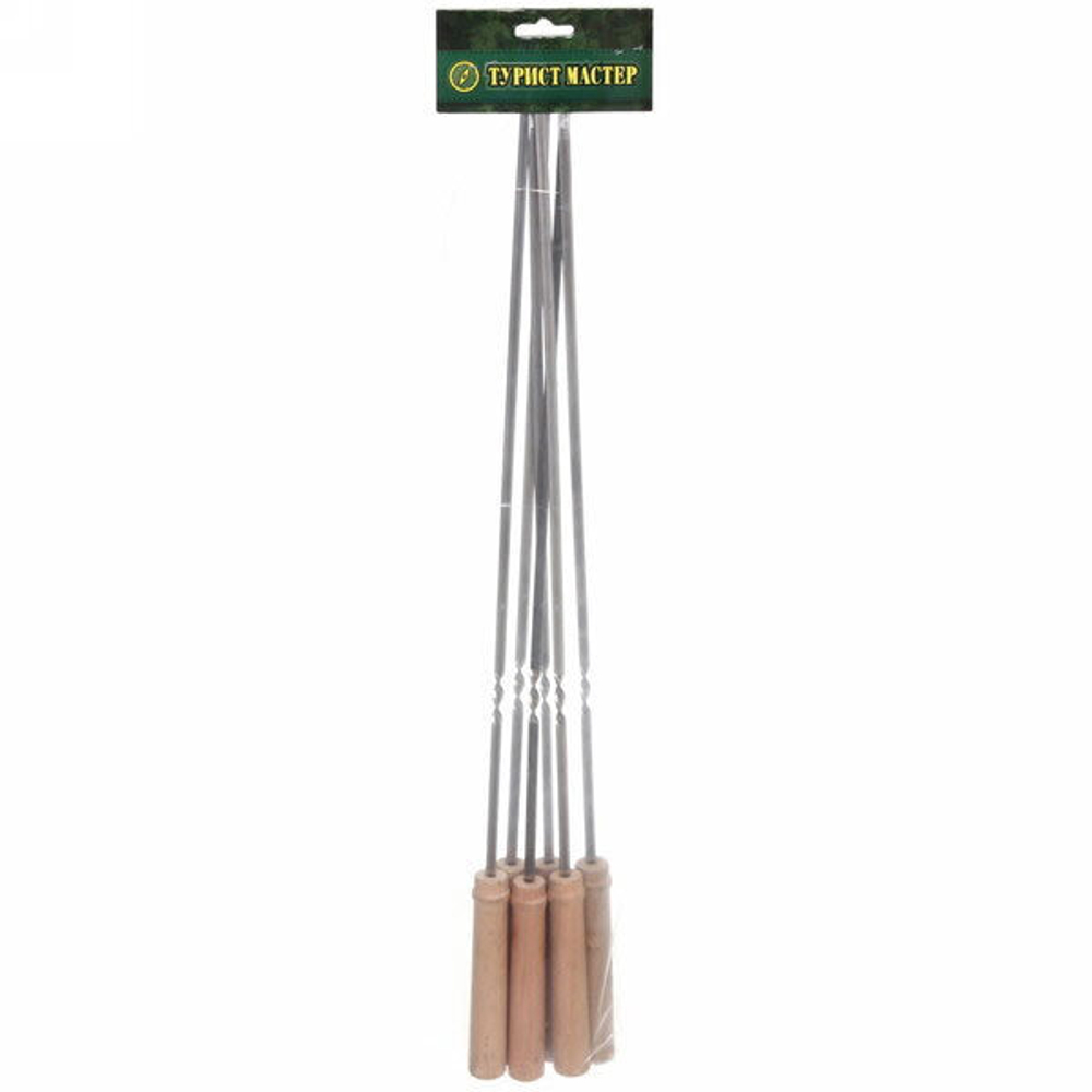 Набор шампуров с деревянными ручками, 6шт длина 48см, ширина 5мм