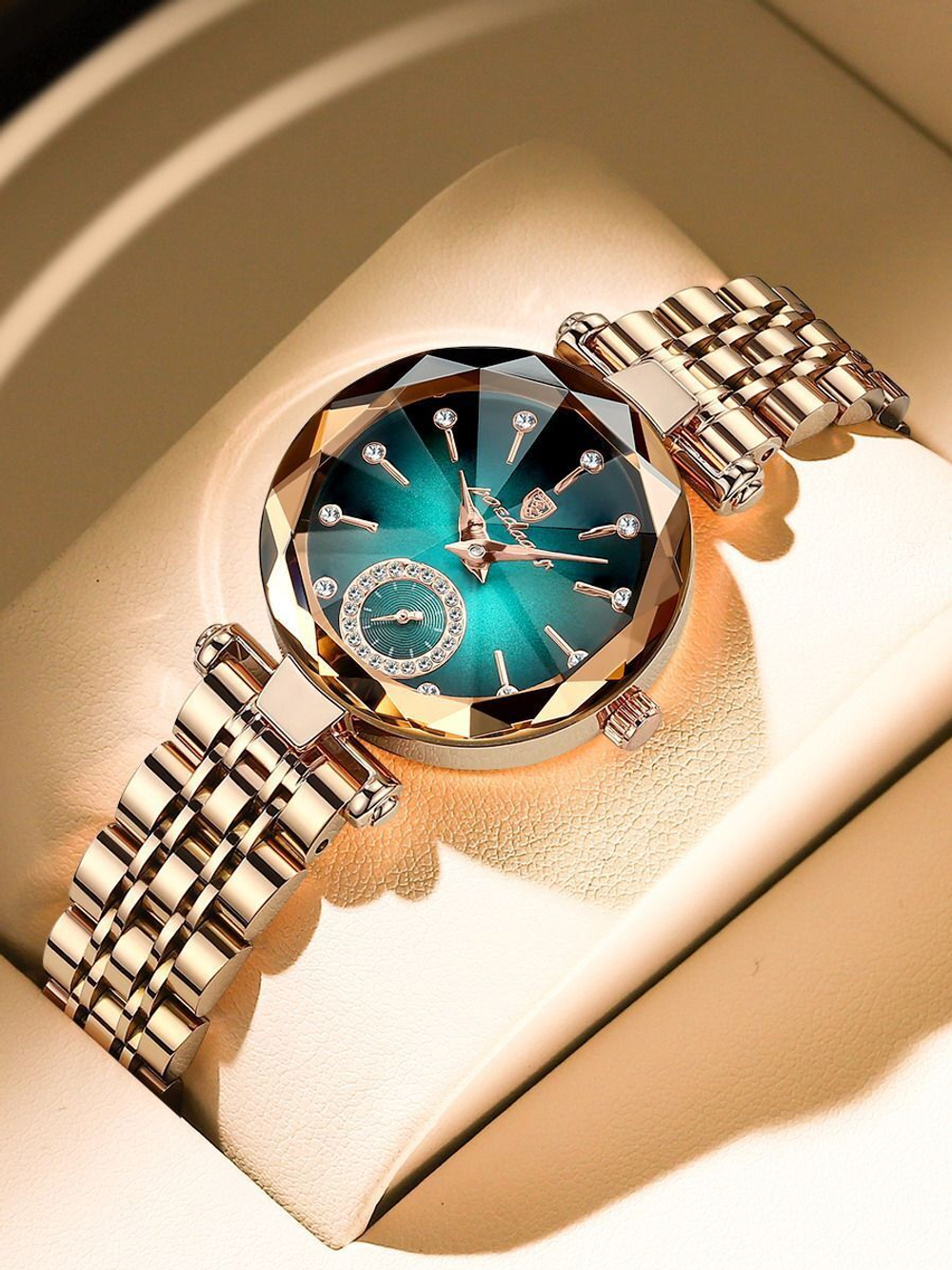 Часы женские кварцевые PRISM 719 c браслетом замок бабочка (золотой, зеленый)