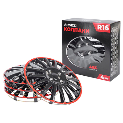 Колпаки R16 Orion 4шт (черно-красные) ABS-пластик ARNEZI A0702077