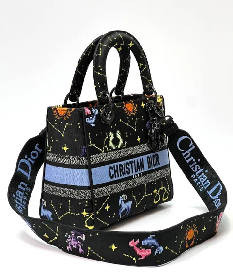 Сумка женская Dior Lady D-lite, модель среднего формата черный