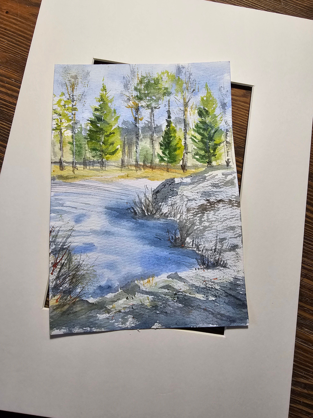 Картина авторская акварельная в паспарту 21х30 см на стену для интерьера "Утро 8 марта"