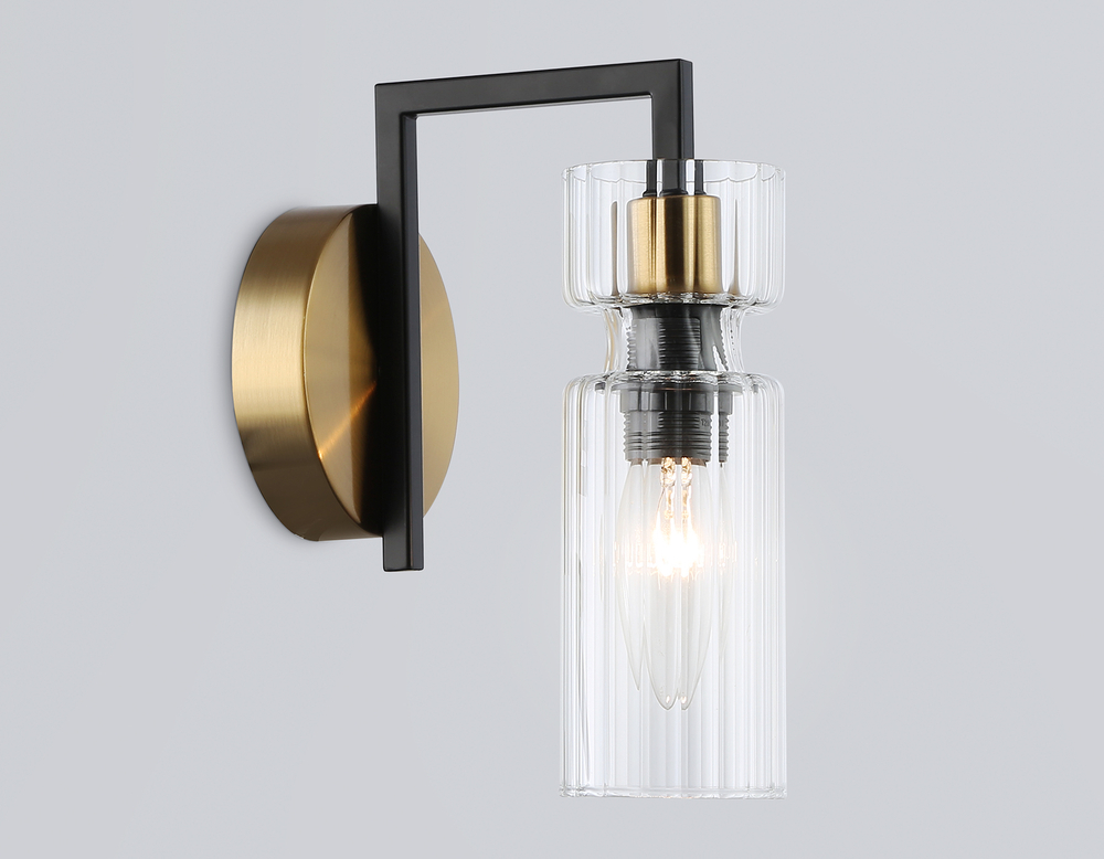 LH56119 BK/BS/CL черный/латунь/прозрачный E14 max 40W 150*100*210