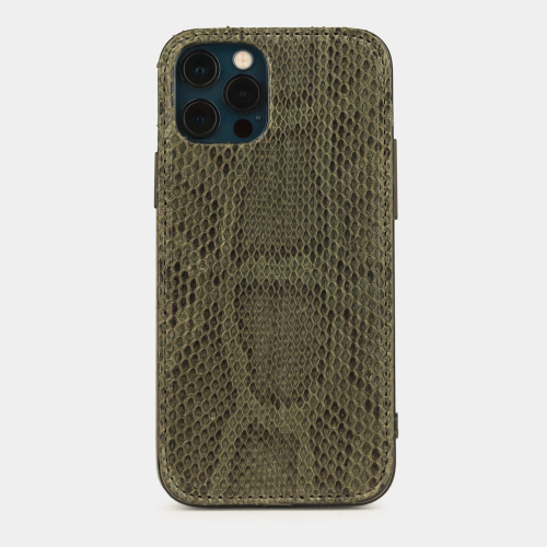 Накладка для iPhone 12/12Pro из кожи питона, зеленого цвета