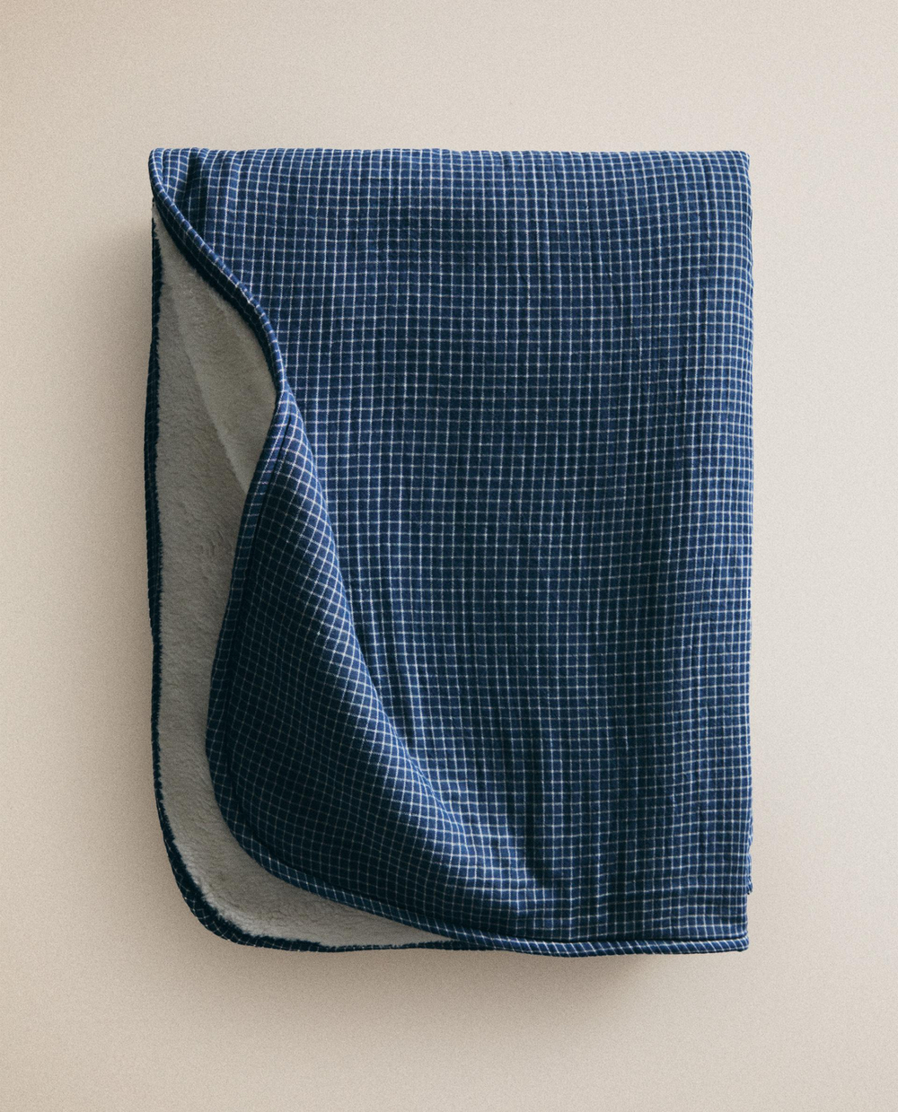 Zara Home плед детский из хлопка, синий, в клетку, 90x120 см