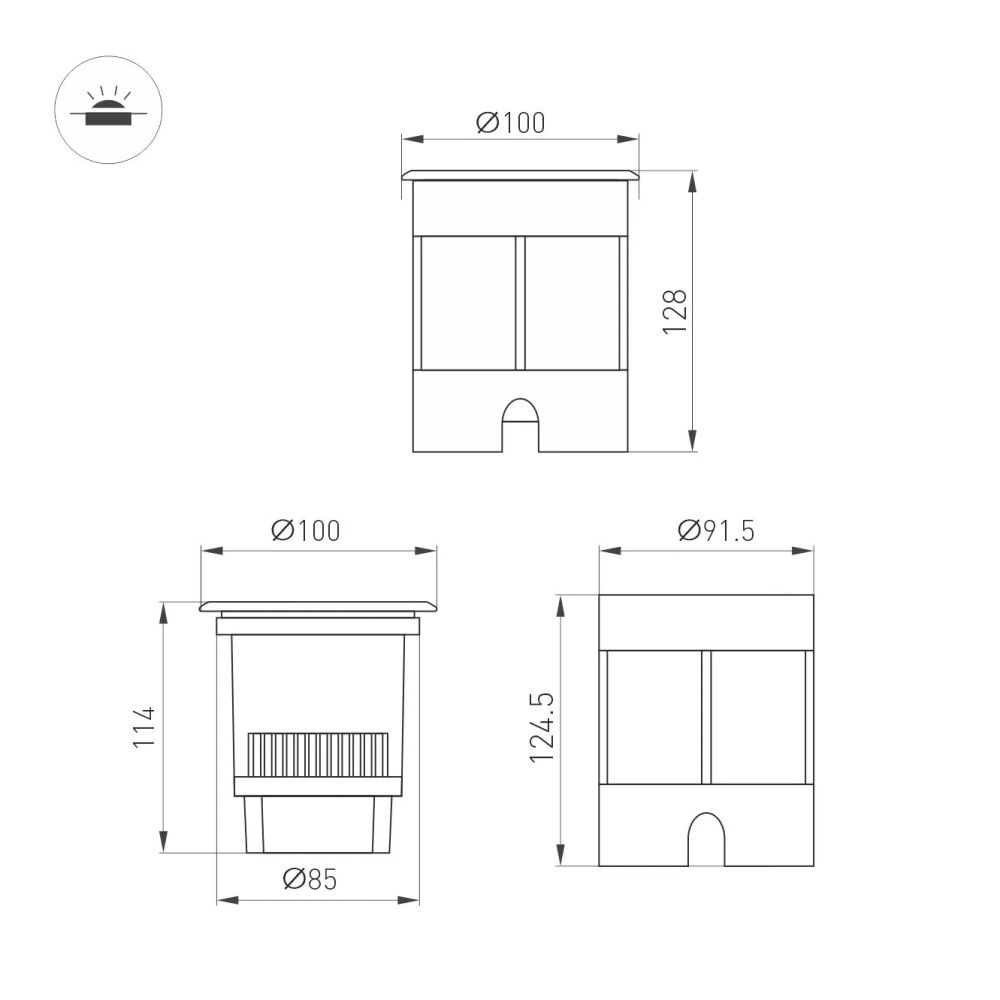 Светильник LTD-DAFNA-GROUND-R100-6W Day4000 (SL, 20 deg, 230V) (Arlight, IP67 Металл, 5 лет) 061182
