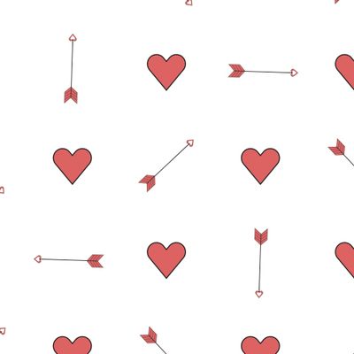 Стрелы с сердечками на белом фоне