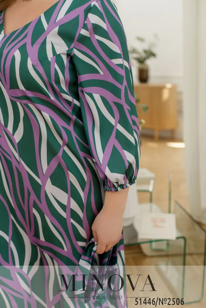 Платье 2506-зеленый-фиолетовый Minova