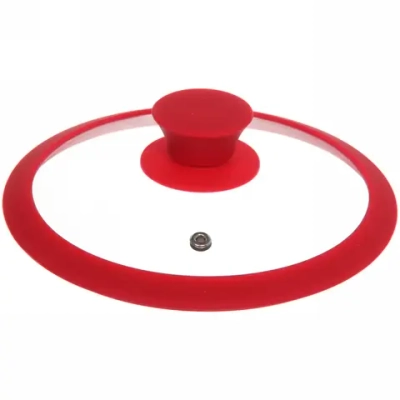 Крышка для посуды 18см красная силиконовая ручка