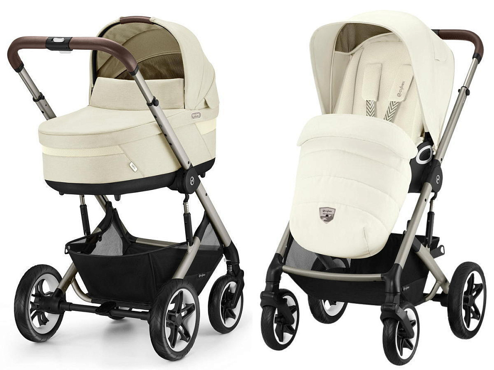 Коляска Cybex Talos S Lux TPE complete Cloud G Moon Black Plus 3 в 1 Seashell Beige с дождевиками