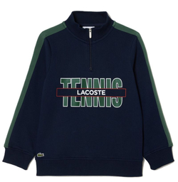 Кофта для мальчика теннисная Lacoste Tennis Print Quarter-Zip Sweatshirt - небесный