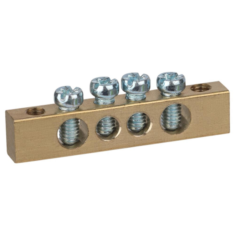 Шина ЭРА NO-122-01 PEN земля-ноль 6х9мм 4/2 латунная с креплениями по краям | Шины N, PE, PEN