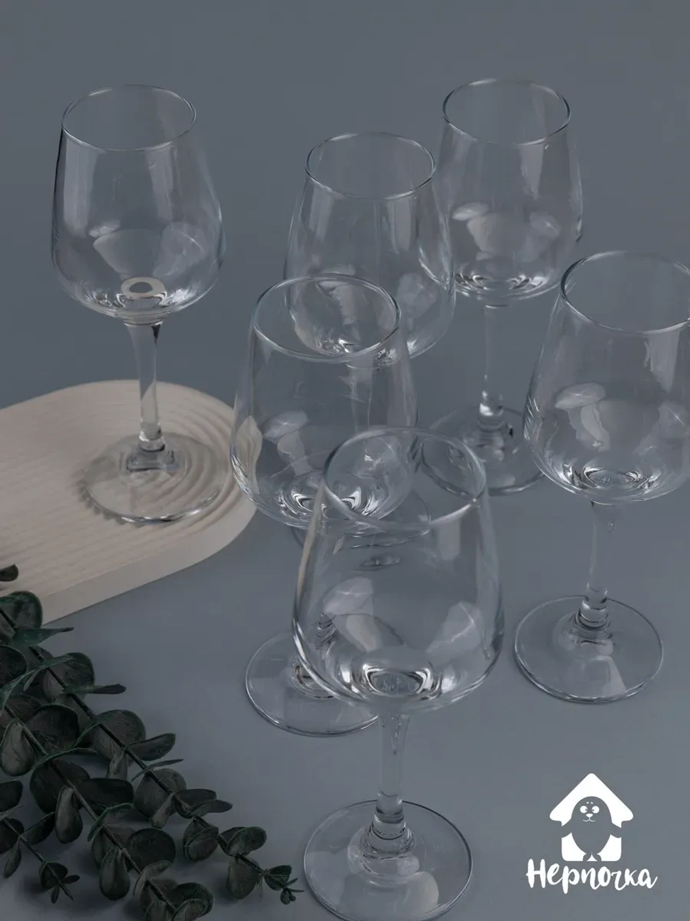 Набор бокалов для вина, 365 мл, 6 шт. с золотой каймой