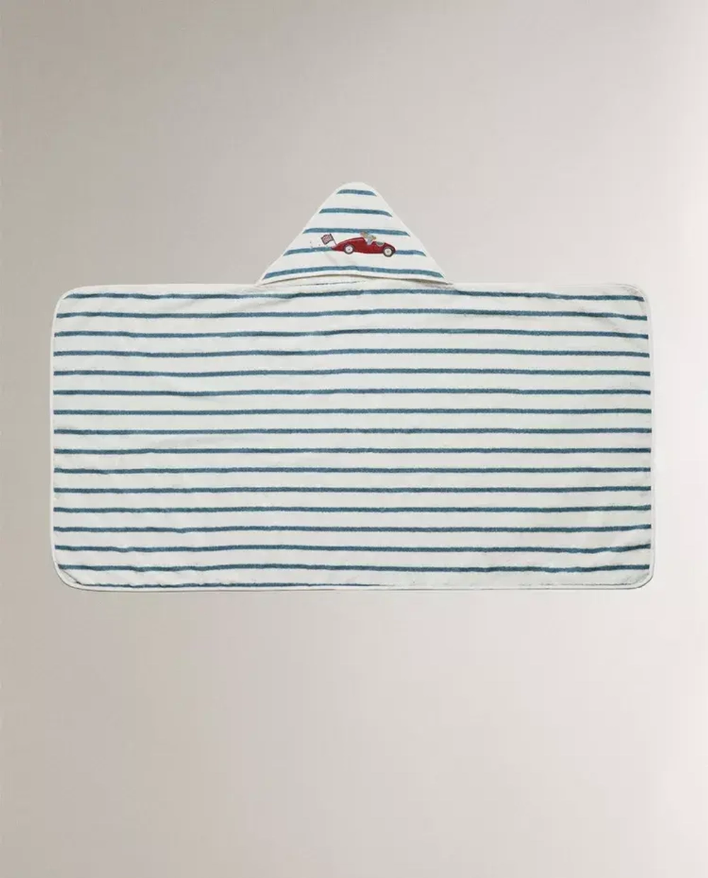 ZARA HOME ДЕТСКОЕ ПОЛОТЕНЦЕ С КАПЮШОНОМ И ВЫШИВКОЙ, СИНИЙ