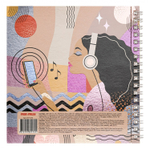 Скетчбук 160*160 мм., 20л. "Девушка с плеером" 100 г/м2, Проф-Пресс,гребень, ламинация, твин-лак, холодная фольга