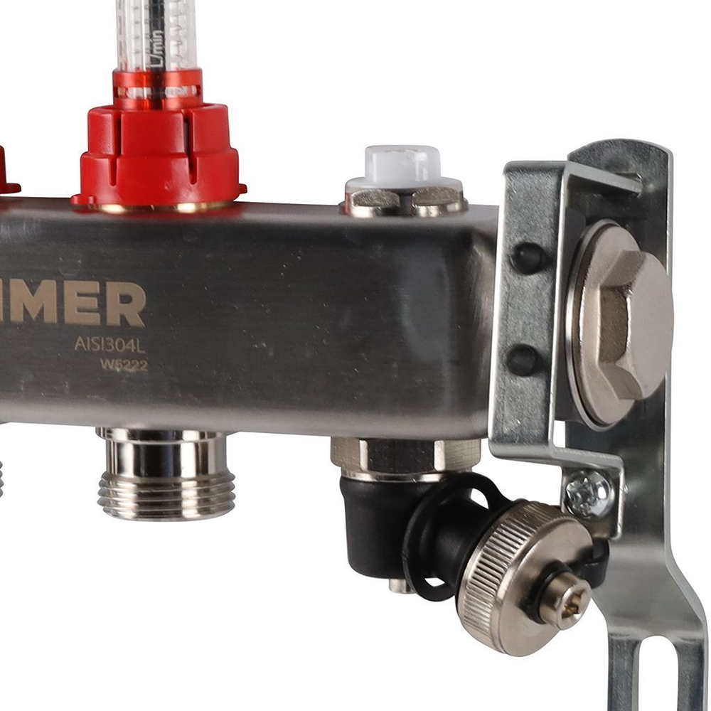 Коллекторная группа ROMMER 3 выхода нержавеющая сталь с расходомерами RMS-1201-000003