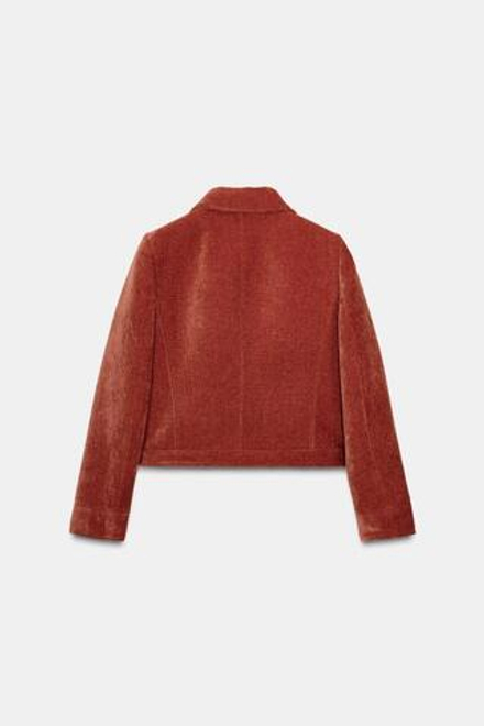 ZARA БАРХАТНАЯ КУРТКА С ПОДПЛЕЧНИКАМИ, ЦВЕТ ЖЖЕНОГО АПЕЛЬСИНА