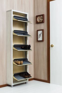 Обувница в прихожую с зеркалом для обуви Люкс 5 бетон пайн