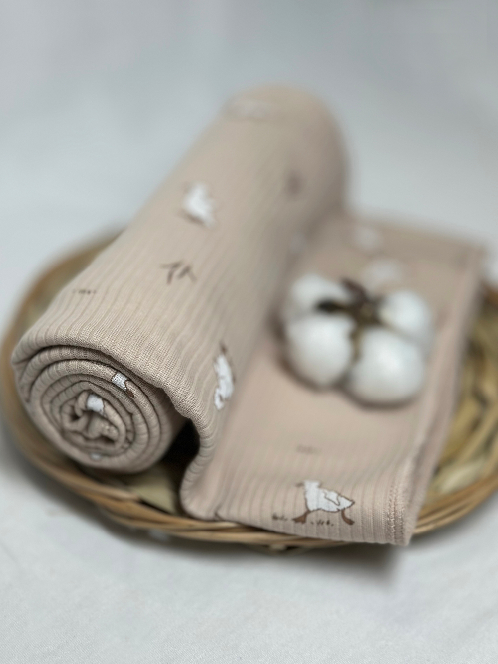 Пеленка в рубчик Утята/Светлый кофе 85*130