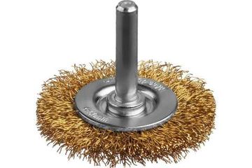 Щетка дисковая для дрели MIRAX, витая латунир. стальн.проволока 0,3мм, 50мм