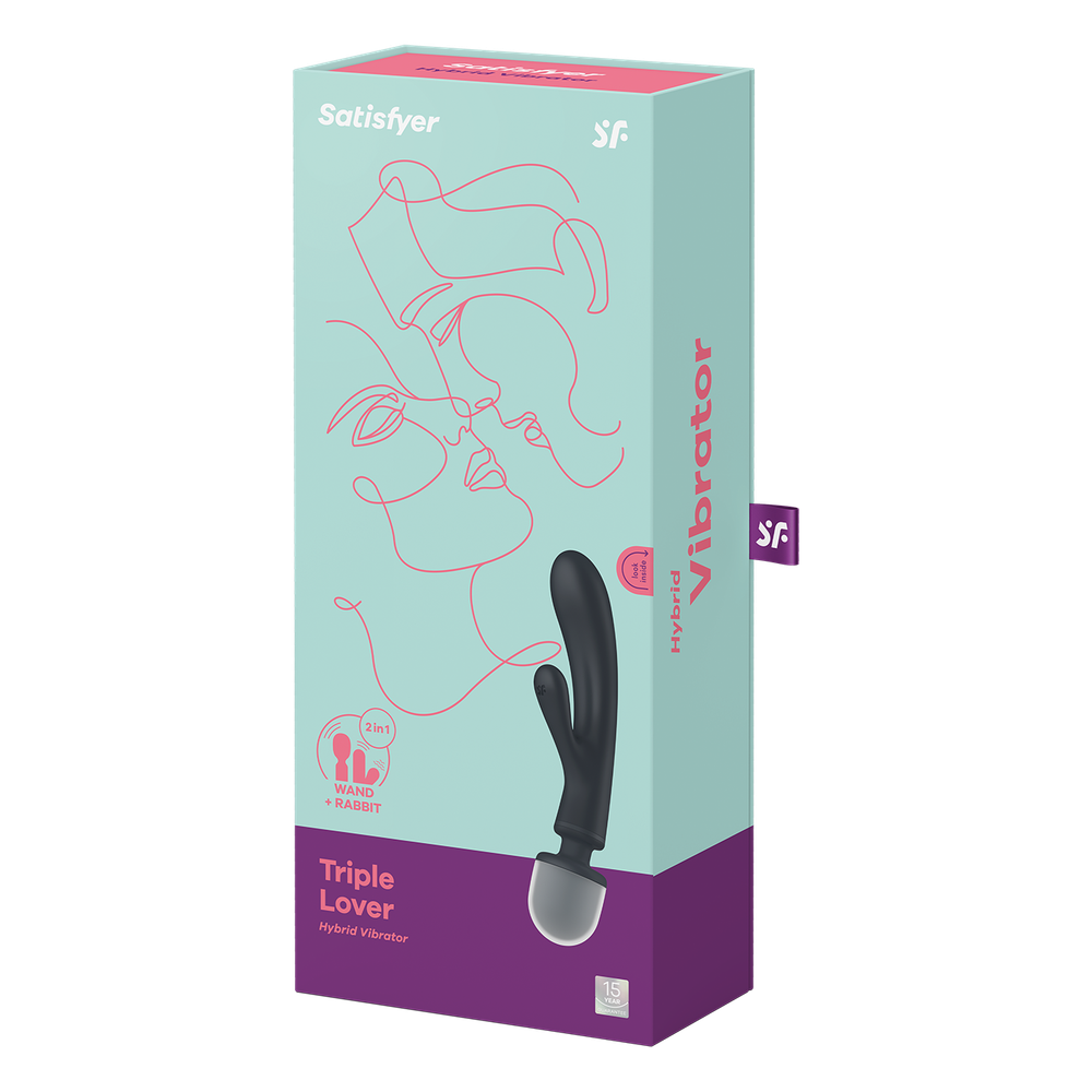 Вибратор-ванд 2 в 1 Satisfyer Triple Lover, серый