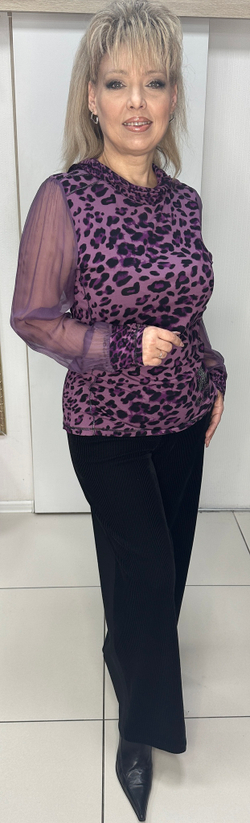 Комбинированный авсрийский блузон с шифоновыми рукавами