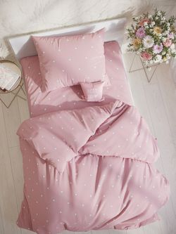 Постельное белье Сказка "Спящие звезды (розовые)" 1,5-сп Наволочка 50х70 см 1 шт Простынь на резинке 90х200 см Пододеяльник 145х215 см, перкаль