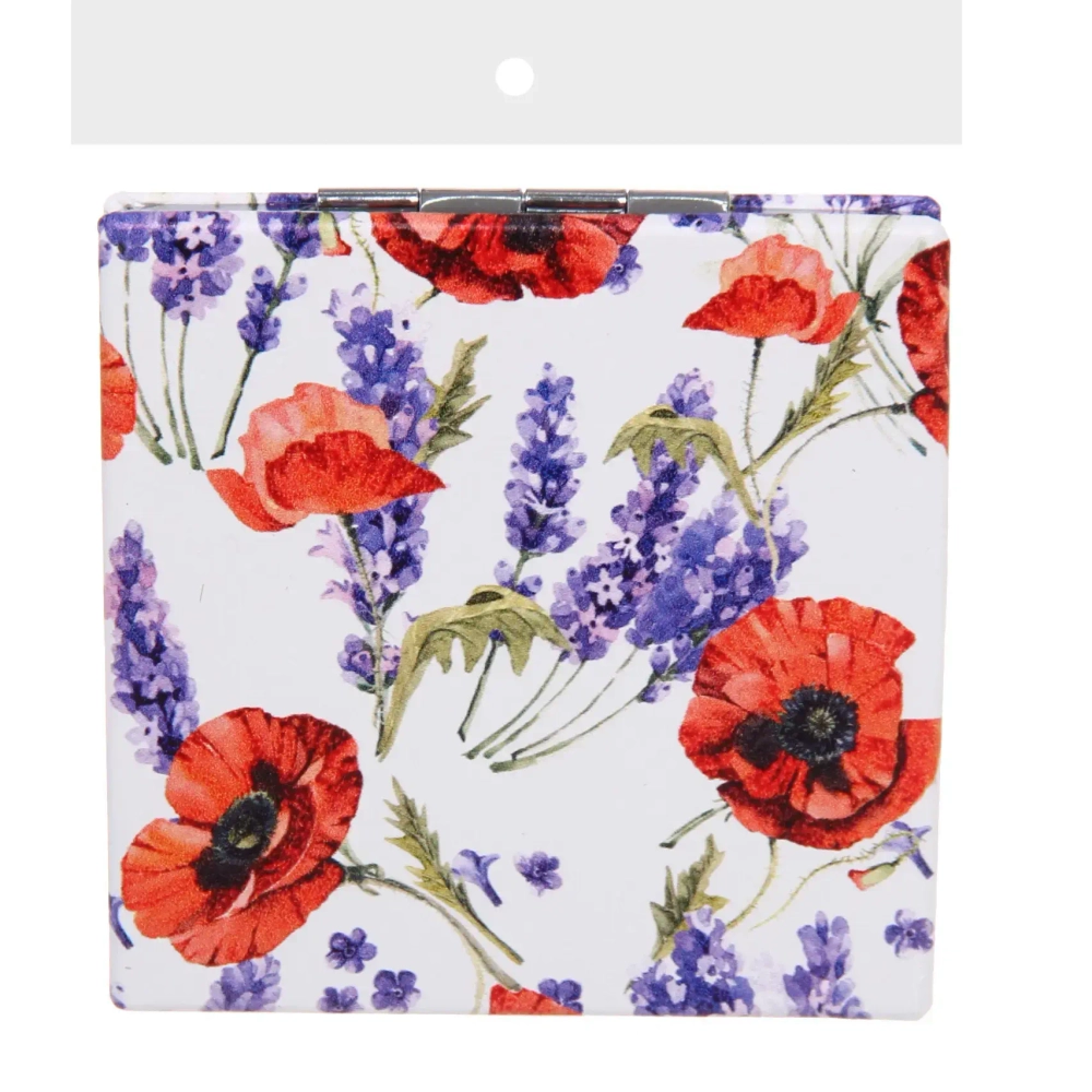 Зеркало косметическое двойное «ФРАТЕЛЛИ», маки, 7*7см (пакет с подвесом)