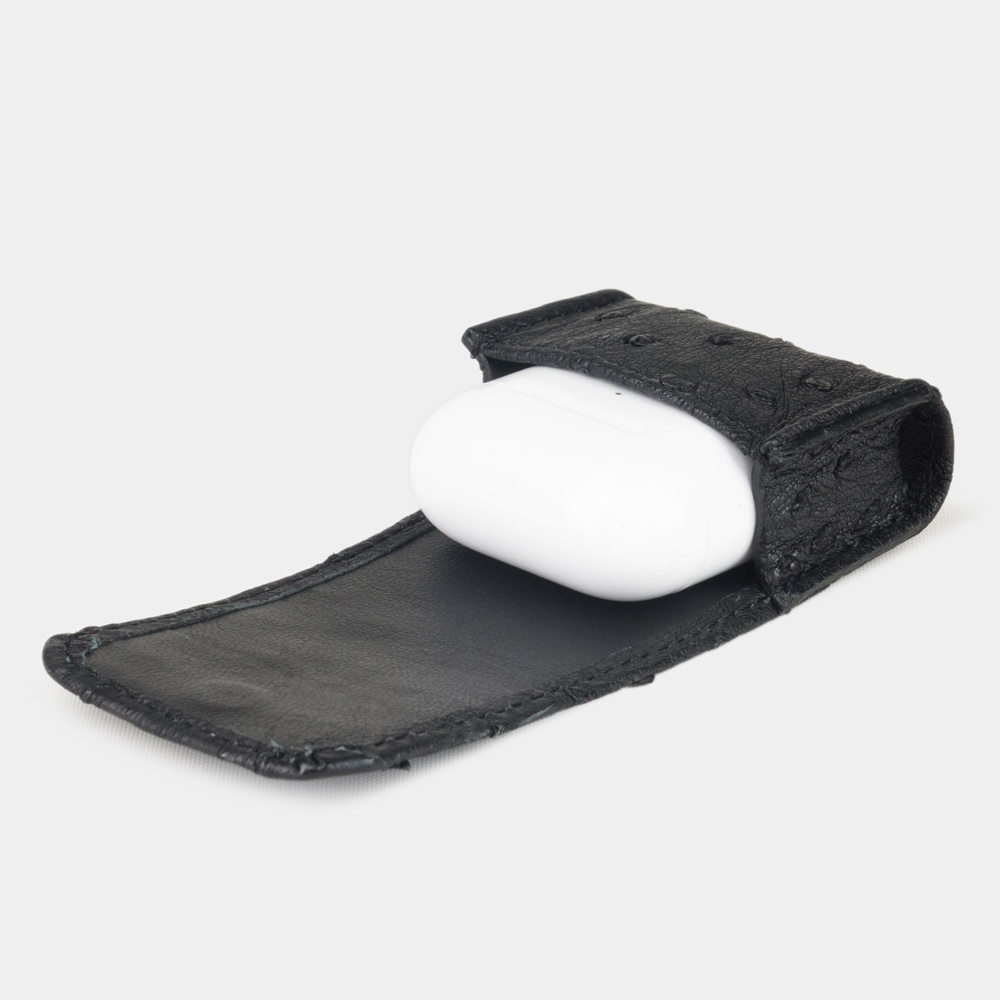 Чехол для наушников Petit из кожи страуса, черного цвета