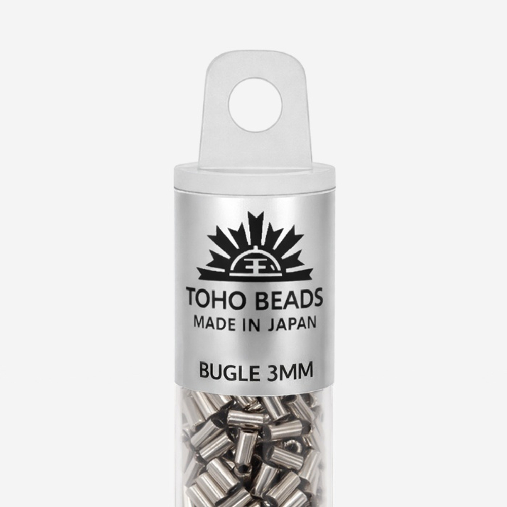 Японский бисер TOHO Bugle (стеклярус) 3mm (№711), металлизированный, непрозрачный глянцевый