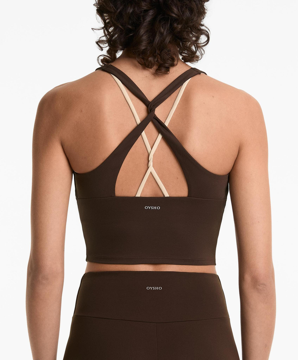 Oysho Спортивный топ Сomfortluх, темно-коричневый