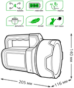 Ручной фонарь gauss GFL602 черный