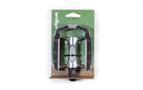 Педали Wellgo CITY алюминиевые с эластомерными накладками, 105х80х27мм, резьба 9/16", DU подшипники, черно-серебристые