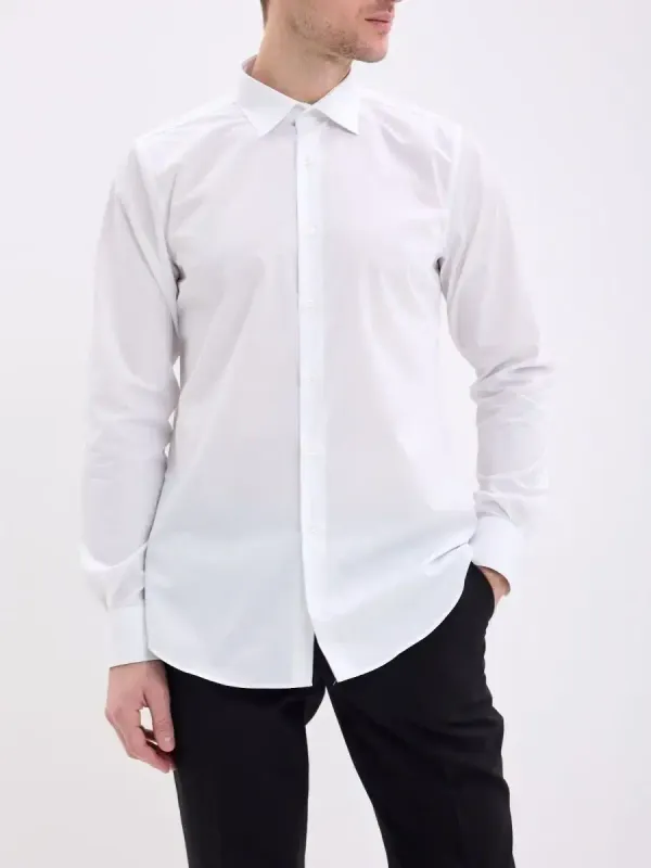 Рубашка на высокий рост LONG SLIM FIT с длинным рукавом, белая