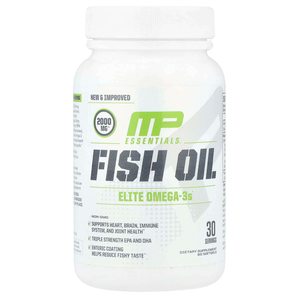 MusclePharm, Essentials®, рыбий жир, 60 капсул (1000 мг в 1 капсуле)