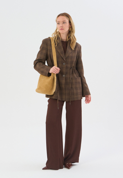 Брюки жатка летние на резинке коричневые