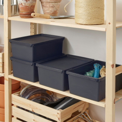 IKEA UPPSNOFSAD  (ИКЕА УППСНОФСАД)  -  Контейнер с крышкой, черный, 35x25x14 см/9 л