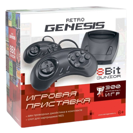 Игровая приставка Retro Genesis 8 Bit Junior + 300 игр, модель ZD-03 (AV кабель, 2 проводных джойстика)
