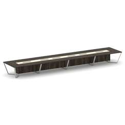 Steel Meet Стол переговорный прямоугольный KMK-PR.B.SP-24 Дуб Мали/Ваниль Глянец/Металл Серый 8000*1